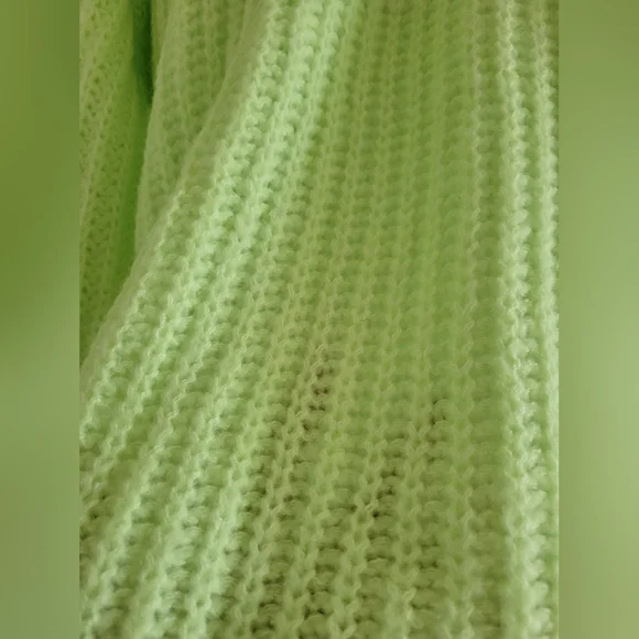Wild Fable | NWT Oversized Bright Lime Green Lightweight Chunky Knit Sweater - Picture 8 of 12